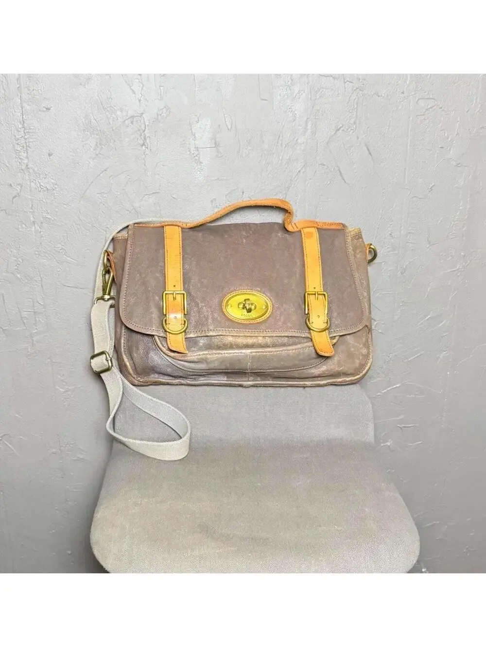 Y2K Leather Messenger Bag from FOSSIL Crossbody or Top Handle Laptop Bag